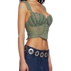 Handcrafted Crochet Crop Top - Green
